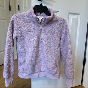 Athleta girl cozy fleece quarter zip size large 12 lavender lilac light purple